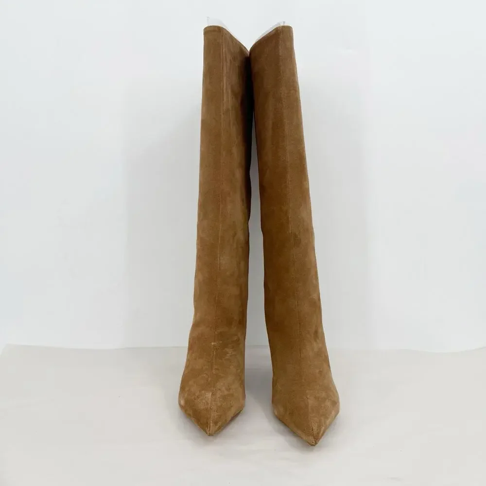 Free People Womens Kiki Knee High Boots US 6.5 EU 37 Tan Suede EUC